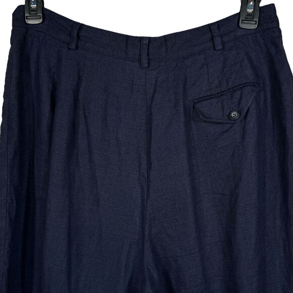 Liz Claiborne Collection SZ 16 Linen Pants Pockets Pleated Zip-Fly Navy Blue - Picture 5 of 9